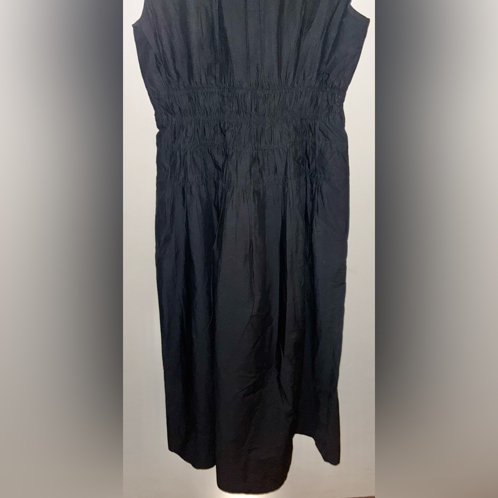 NWT J.Crew Hyacinth midi dress in cotton poplin Black Medium Smocked Preppy - Picture 10 of 13